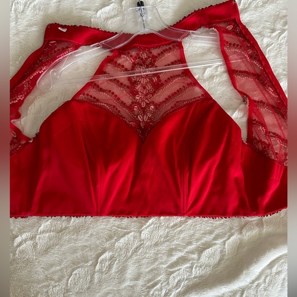 Red two piece beaded homecoming formal dress - Picture 15 of 16